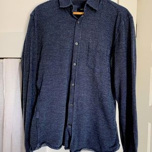 BOSS Button-down Textured Shirt in Slim Fit - Blue